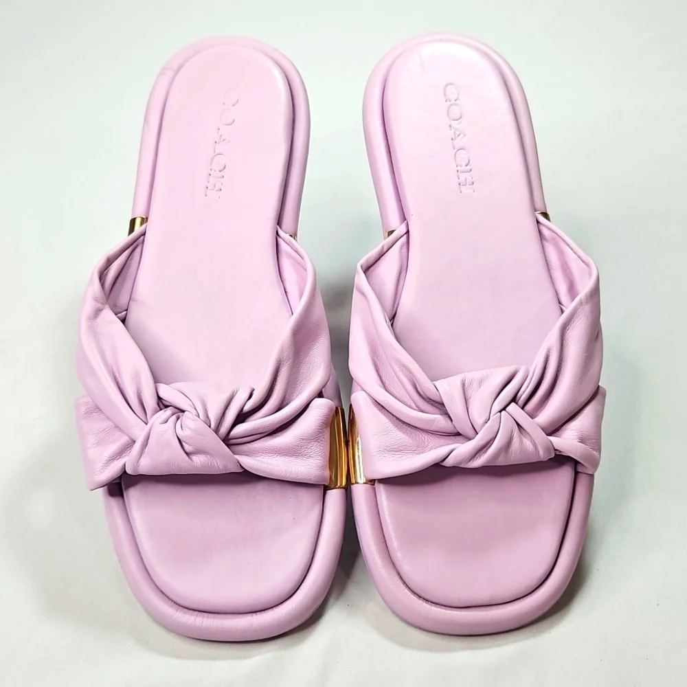 ⭐️COACH💯 BROOKLYN LEATHER SANDAL, VIOLET/LAVENDER COLOR, SIZE 9-B